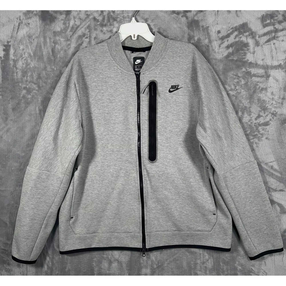 Nike Tech Fleece Bomber Jacket Mens XL Grey Full Zip Sweatshirt CZ1797-063